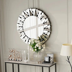 Stillings Sunburst Round Glass Accent Wall Mirror - 32"x32"