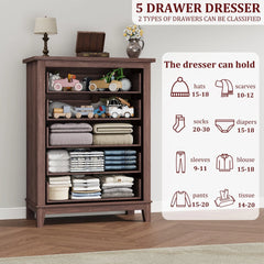 41.3" Tall Vertical Drawer Dresser, with Large Storage