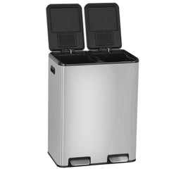 PayLessHere Stainless Steel Trash Can with Lid - Removable Inner Bucket, Foot Pedal Soft Close for Office, Home, Kitchen Garbage Bin (Blue, 13 G)