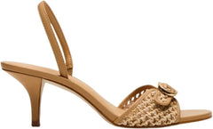 Kitten Heels for Women Square Toe Slingback Sandals Slip-on Strappy Low Heel Pumps Summer Dress Shoes