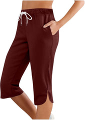 Anjikang Women's Capris with Pockets Summer Casual Wide Leg Work Capri Pants Dressy Golf Pant Workout Stretchy Yoga Sweatpant