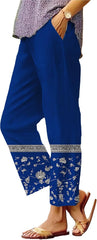 Women's Boho Wildflower Pattern Printed Pants Loose Fit Comfy Trendy Trousers Summer Lightweight Colorful Outfits
