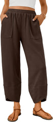 Trendy Queen Women's Wide Leg Pants Summer Capri Palazzo Harem Casual Barrel Sweatpants Baggy Slacks with Pockets