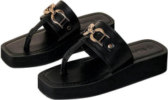 Women'S Slippers Fashionable Outer Wear Decorative Buckle Slope With Thick Womens ls Size 12 Wide Width