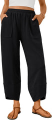 Trendy Queen Women's Wide Leg Pants Summer Capri Palazzo Harem Casual Barrel Sweatpants Baggy Slacks with Pockets