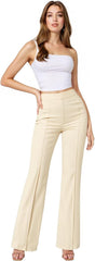 Hybrid & Company Women’s Ultra Stretch Ponte Bootcut Dress Pants – Sleek Pintuck, Pull On, Faux Pockets– Office & Casual