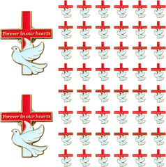 50 Pcs Funeral Cross Pins Forever in Our Hearts Memorial Dove Brooch for Memorial Service Mourning
