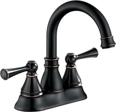 4" Two Handle Lavatory Centerset Faucet,2 Handle Bathroom Faucets for Sink 3 Holes,with Push up Pop-up Drain,Polished Nickel Finish DF-1389-PN, Duttao