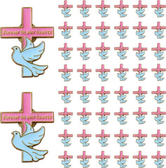 50 Pcs Funeral Cross Pins Forever in Our Hearts Memorial Dove Brooch for Memorial Service Mourning