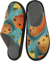 Slippers for Women Cute Capybaras with Fruits Soft Fuzzy Women's Slippers Indoor and Outdoor Shoes