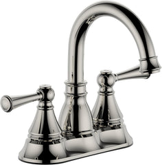 4" Two Handle Lavatory Centerset Faucet,2 Handle Bathroom Faucets for Sink 3 Holes,with Push up Pop-up Drain,Polished Nickel Finish DF-1389-PN, Duttao