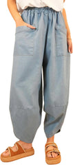 Yeokou Womens Baggy Wide Leg Jeans Casual Elastic Waisted Palazzo Harem Pants with Pockets