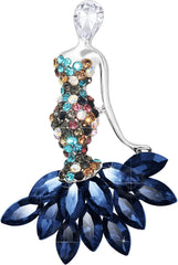 Cute Cat Elegant Mermaid Austrian Crystals Rhinestone Women Corsage Pin Brooches Pin