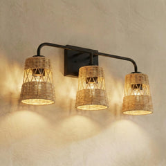Croned Three-Light Rattan Wall Sconce