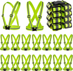 Hercicy 20 Pcs Reflective Vest High Visibility Safety Vests, Adjustable Bright Neon Lightweight Strap Gear (Orange)