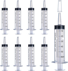 60ml/cc Syringe for Liquid with Caps - Liquid Measuring Syringe - Syringes Tools for Scientific Labs, Feeding - Individually 5Pack Syringes with tsp & ml Measurement