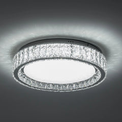 Chrome LED Flush Mount Ceiling Light With Clear Crystal Accents