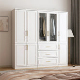 74.8"H Large Modular Wardrobe Cloest Armoire Cabinet Glass Door
