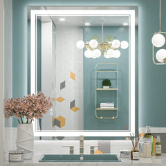 Full Size Front & Back LED Lighted Anti-fog Tempered Glass Wall Bathroom Vanity Mirror, 3-Year Warranty & ETL Certification