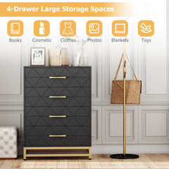 Chest of 4 Drawers Dresser with Metal Handle