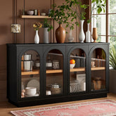 4-Door Arched Glass Buffet Sideboard with Adjustable Shelves by Harper&Bright Designs