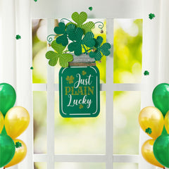 Glitzhome St. Patrick's Wooden Shamrock Doorknob Hanging Decor