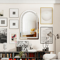 36" Crushed Diamond Decor Arch-Top Wall Mirror - 36"x24"