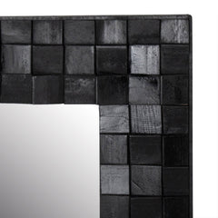 Recycled Acacia Mosaic Wood Black Rectangular Mirror by East at Main