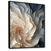 Designart "White And Blue Feather Spiral II" Abstract Geometric Blue Wall Decor - Modern Entryway Framed Wall Art