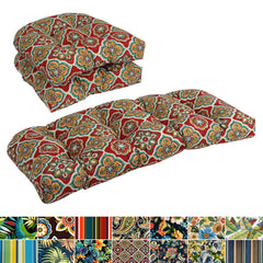 Rounded Back Tufted Indoor/Outdoor Settee Cushion Set (Set of 3) - 19 x 19