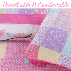 Cozy Line Pink Owl Cotton Quilt Bedding Set