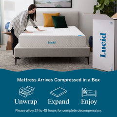 Lucid SureCool 12-inch Gel Memory Foam Mattress, Made in the USA