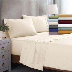 Superior 100% Certified Egyptian Cotton 1200 TC Sheet Set Luxury Heavyweight Sateen, Deep Pocket, Tuxedo Stitch Pintuck Hem