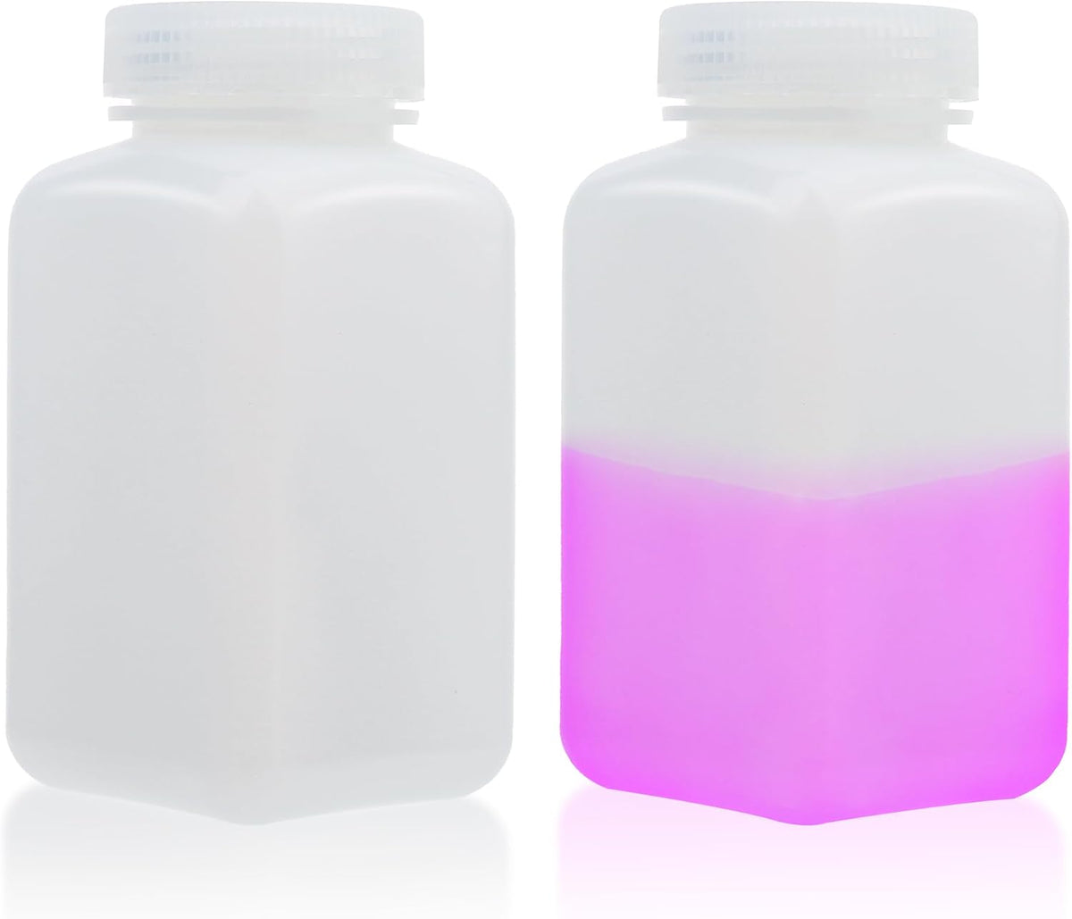 Square Reagent Bottle HDPE Wide Mouth Plastic Bottle, 2 pcs of 500ml Sample Sealing Storage Container for Laboratories, Classrooms, or Storage at Home, LVAM002
