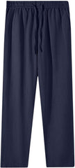Cotton Linen Capri Pants for Women Comfy Drawstring Elastic Waist Summer Wide-Leg Straight Loose Casual Cropped Trousers
