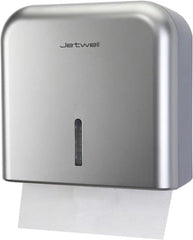 JETWELL Multifold Paper Towel Dispenser, Wall Mount Tissue Dispenser with Smart Lock, 200 Sheets ABS Plastic Cover, Folded Size 9.5" x 3.5" Or Smaller (Silver)