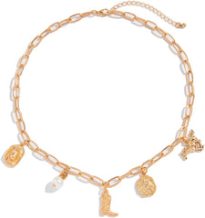 Western Charm Chain Bracelet, Silver, Cowgirl Boot Hat Cactus Horseshoe Charms, Lucky Country Style