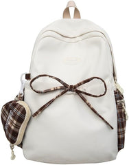 Cute Backpack Purse for Women, Kawaii Bow Tie Shoulder Bag Trendy Aesthetic Coquette Daypack Grunge Bookbag Y2k Design (Yellow)