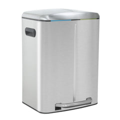 PayLessHere Stainless Steel Trash Can with Lid - Removable Inner Bucket, Foot Pedal Soft Close for Office, Home, Kitchen Garbage Bin (Blue, 13 G)