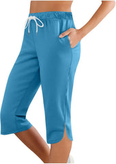 Anjikang Women's Capris with Pockets Summer Casual Wide Leg Work Capri Pants Dressy Golf Pant Workout Stretchy Yoga Sweatpant