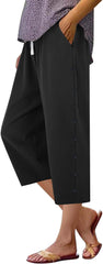 Capri Pants for Women Womens Capris Linen Pants with Pockets Cotton Trousers for Women Ladies Summer Causel Slacks