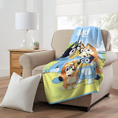 Bluey Family Photo Micro Raschel Throw Blanket