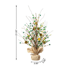 Glitzhome 21"H Lighted St. Patrick's Gold Coin Table Tree