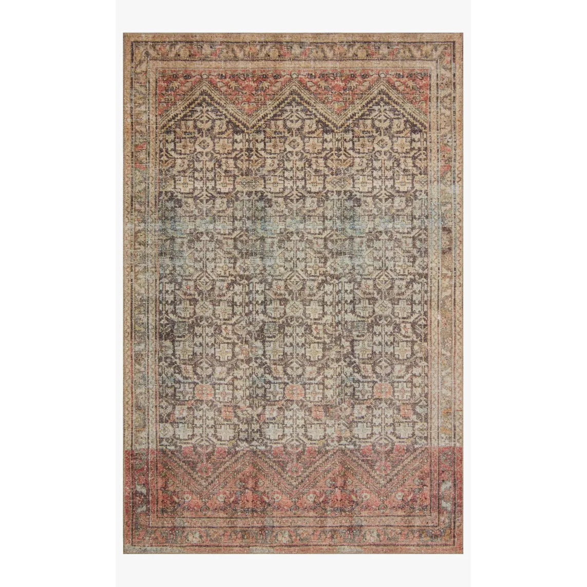 Alexander Home Tremezzina Printed Geometric Botanical Distressed Rug