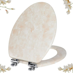 Angel Shield Marble Toilet Seat Durable Molded Wood with Quiet Close, Easy Clean, Quick-Release Hinges Round Toilet Seat (Round, Green Marble)