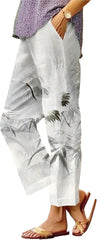 Women's Boho Wildflower Pattern Printed Pants Loose Fit Comfy Trendy Trousers Summer Lightweight Colorful Outfits