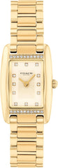 Coach Women's Reese 2H Quartz Watch, Petite Rectangle Case, Stainless Steel Link Bracelet with Crystal Accents, Timeless Minimalism for Every Day - Gift for Her