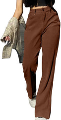 Womens Trendy Streetwear Baggy Straight Leg Pants Casual High Waisted Sports Pants Pockets Wide Leg Trousers
