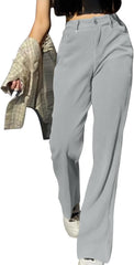 Womens Trendy Streetwear Baggy Straight Leg Pants Casual High Waisted Sports Pants Pockets Wide Leg Trousers