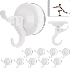 10 Pack Wreath Hanger for Front Door, Vacuum Suction Cup Hooks with Adhesive Suction Tab for Inside Shower Hold up to 11LB, Waterproof Removable Strong Shower Hooks Available for All Surfaces (Black)